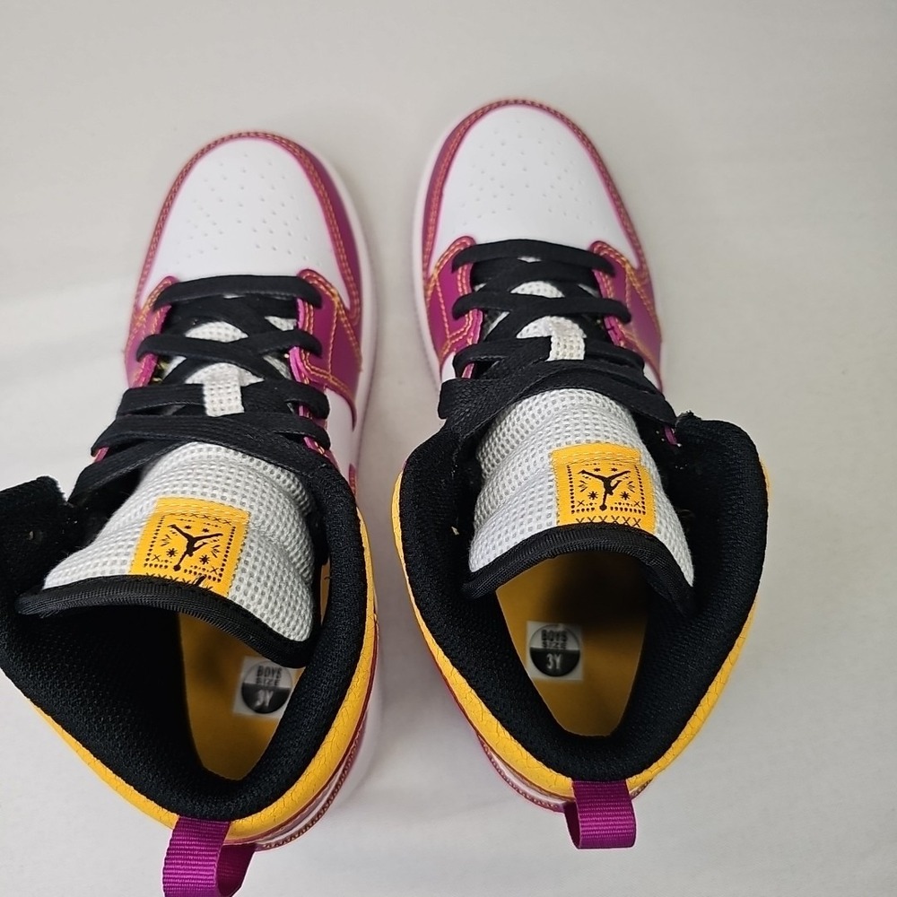 3Y 4.5W Nike Air Jordan 1 Mid Dia De Los Muertos DC0499-100 New In Box - Picture 5 of 11